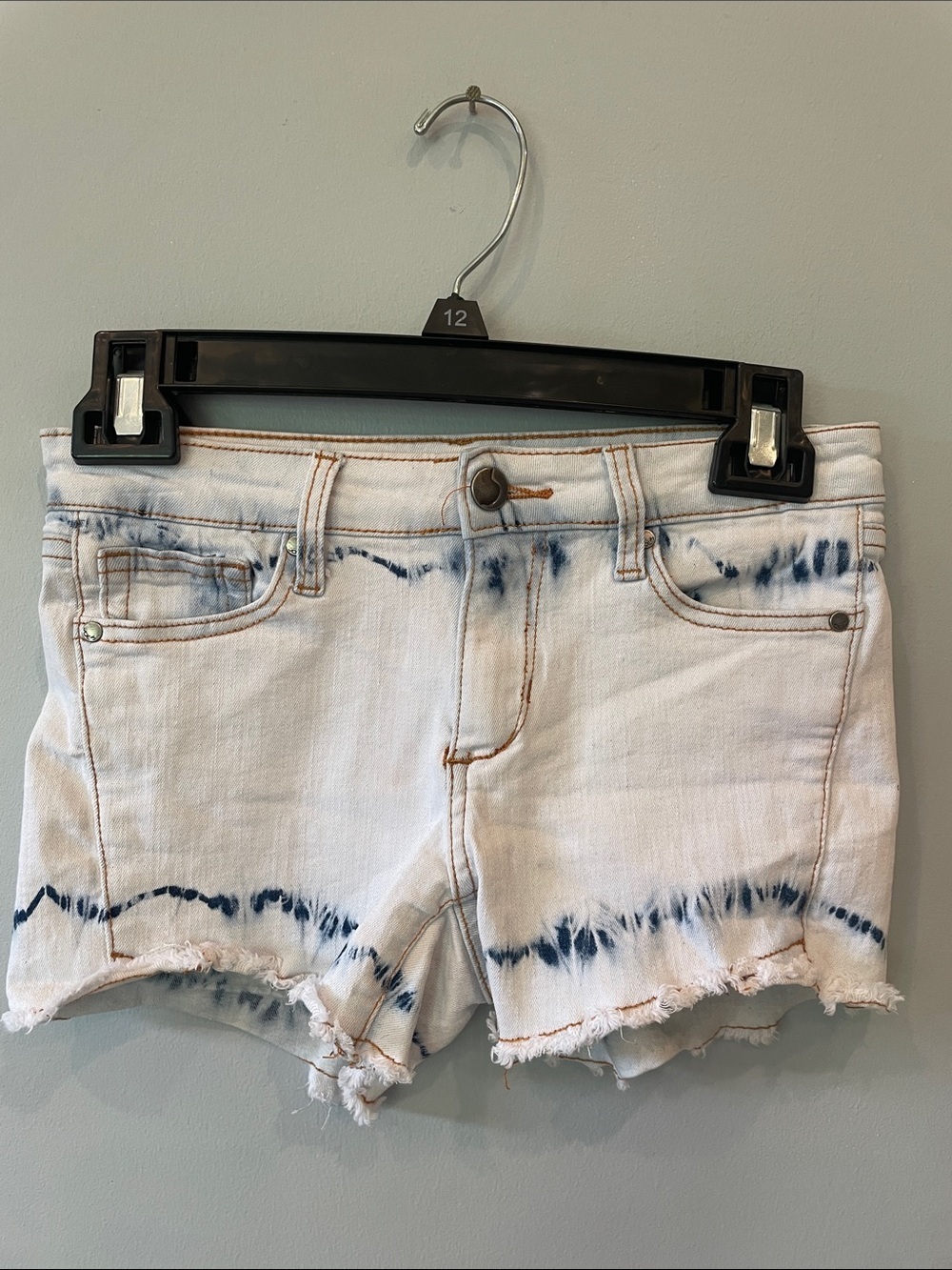 Tie-Dye Denim Cutoff Shorts - White with Blue Accents girls shorts